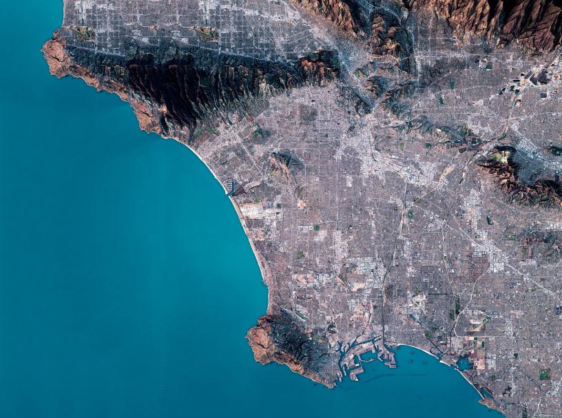 A button that leads to a section titled  
“Multiple entities regulating Los Angeles County’s Water.”  The thumbnail pictures an aerial map of Los Angeles basin 